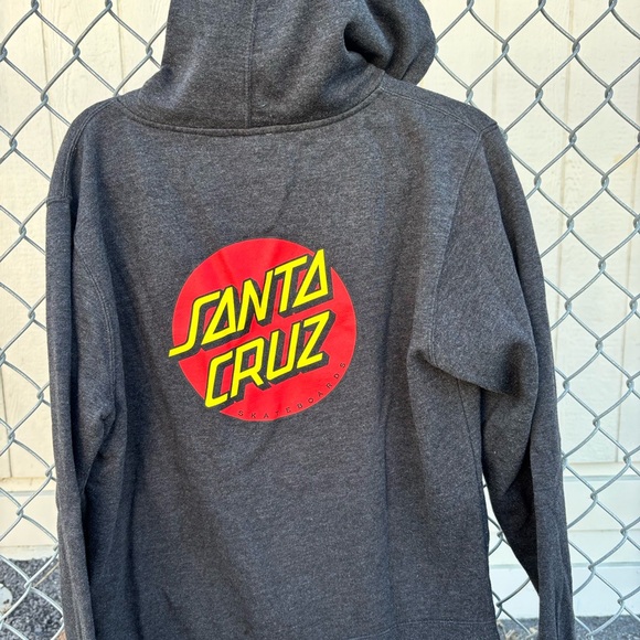 Santa Cruz Skateboards Other - Santa Cruz Gray Zip Hoodie with Red & Yellow Logo